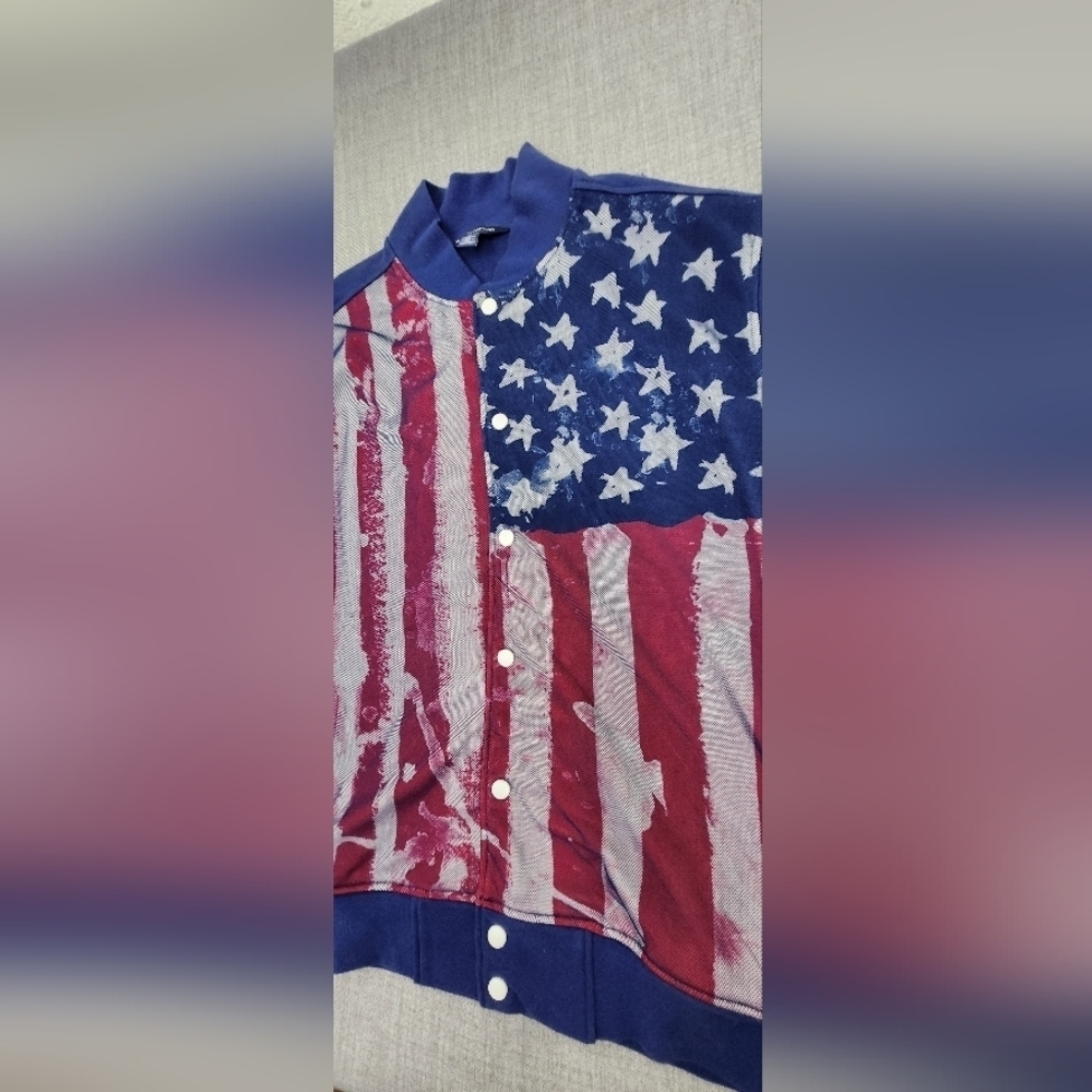 Rocawear All American Hustlers USA Flag Snap Short Sleeve Jacket XL - Picture 2 of 9